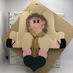 Vintage 1997 LTD Wood Christmas Angel Shelf Sitter 3D 10" x 8.75" New